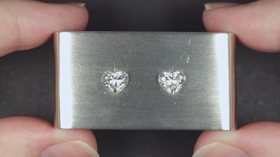 2ct GIA CERTIFIED HEART SHAPE DIAMOND STUD EARRINGS LOOSE 2 CARAT MATCHING PAIR