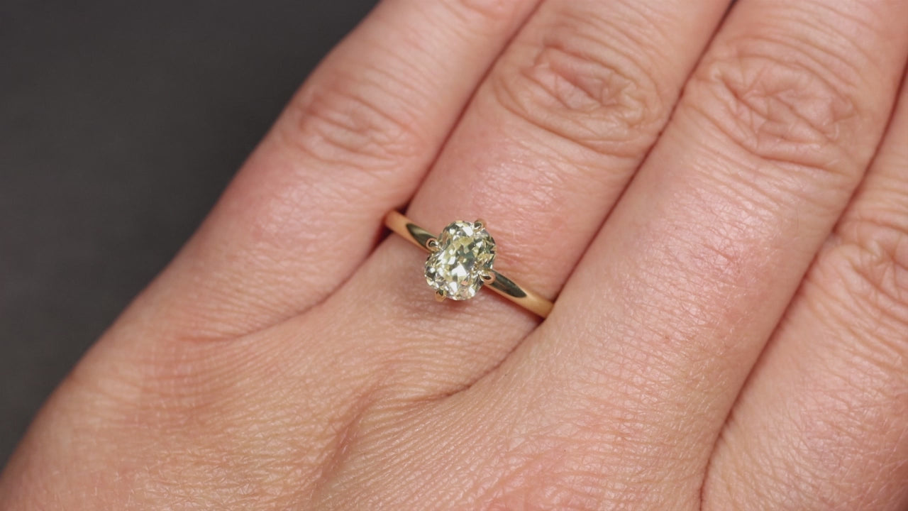 1.30c OLD MINE CUT DIAMOND ENGAGEMENT RING GIA CERTIFIED SOLITAIRE CUSHION SHAPE