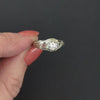 ART DECO DIAMOND ENGAGEMENT RING G-H VS 18k WHITE GOLD FILIGREE OLD CUT NATURAL