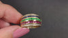 DIAMOND SAPPHIRE EMERALD RUBY RING 18k YELLOW GOLD WIDE DOME BAND 5 ROW NATURAL