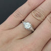 1ct ART DECO DIAMOND ENGAGEMENT RING OLD EUROPEAN CUT 18k WHITE GOLD VINTAGE