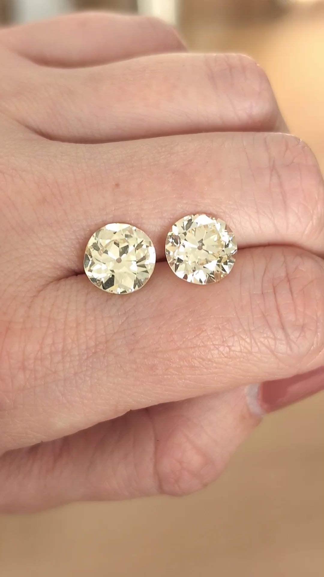 9.41ct OLD EUROPEAN CUT DIAMOND STUD EARRINGS GIA CERTIFIED Q-T VS1 VINTAGE PAIR