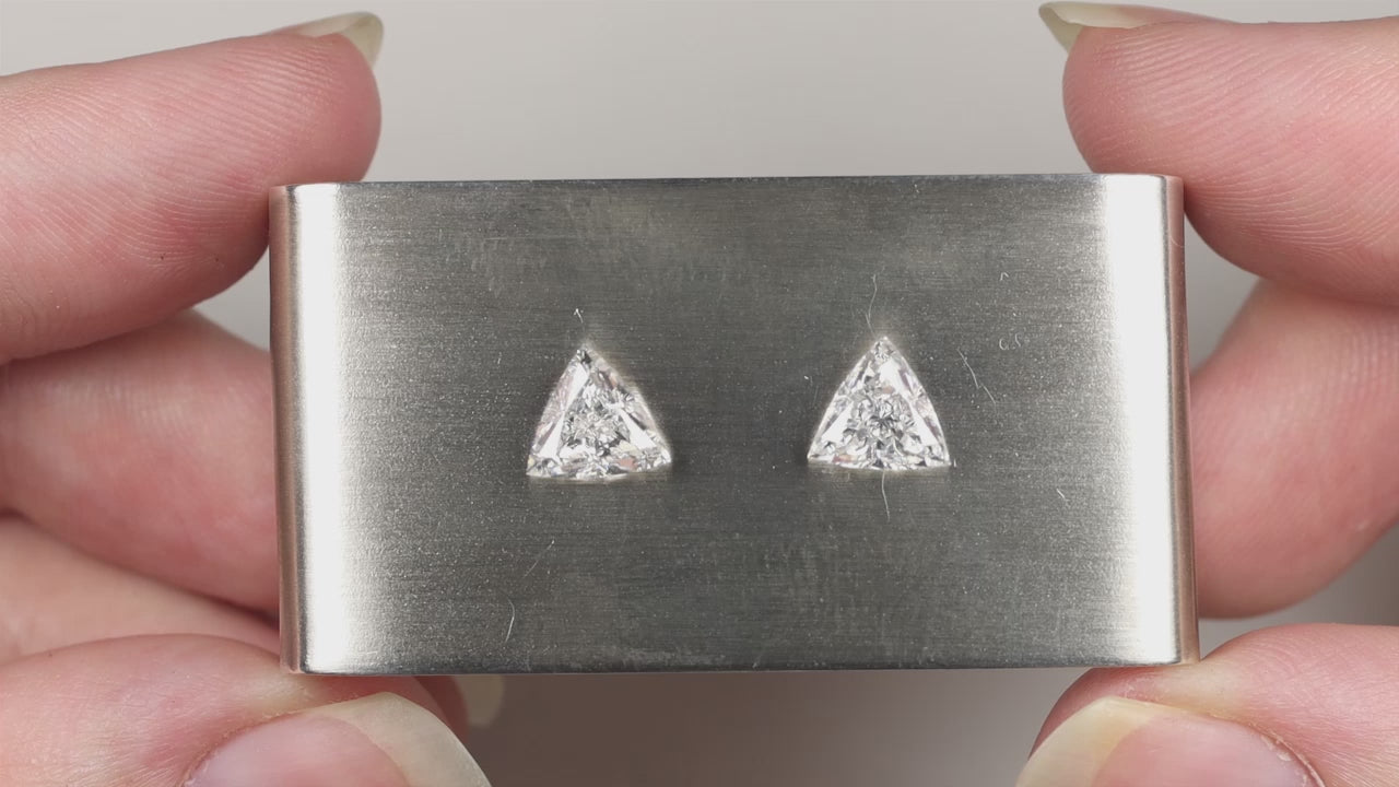 2.06ct TRILLION CUT F-G VS2-SI1 DIAMOND MATCHING PAIR STUD EARRINGS LOOSE 2ct