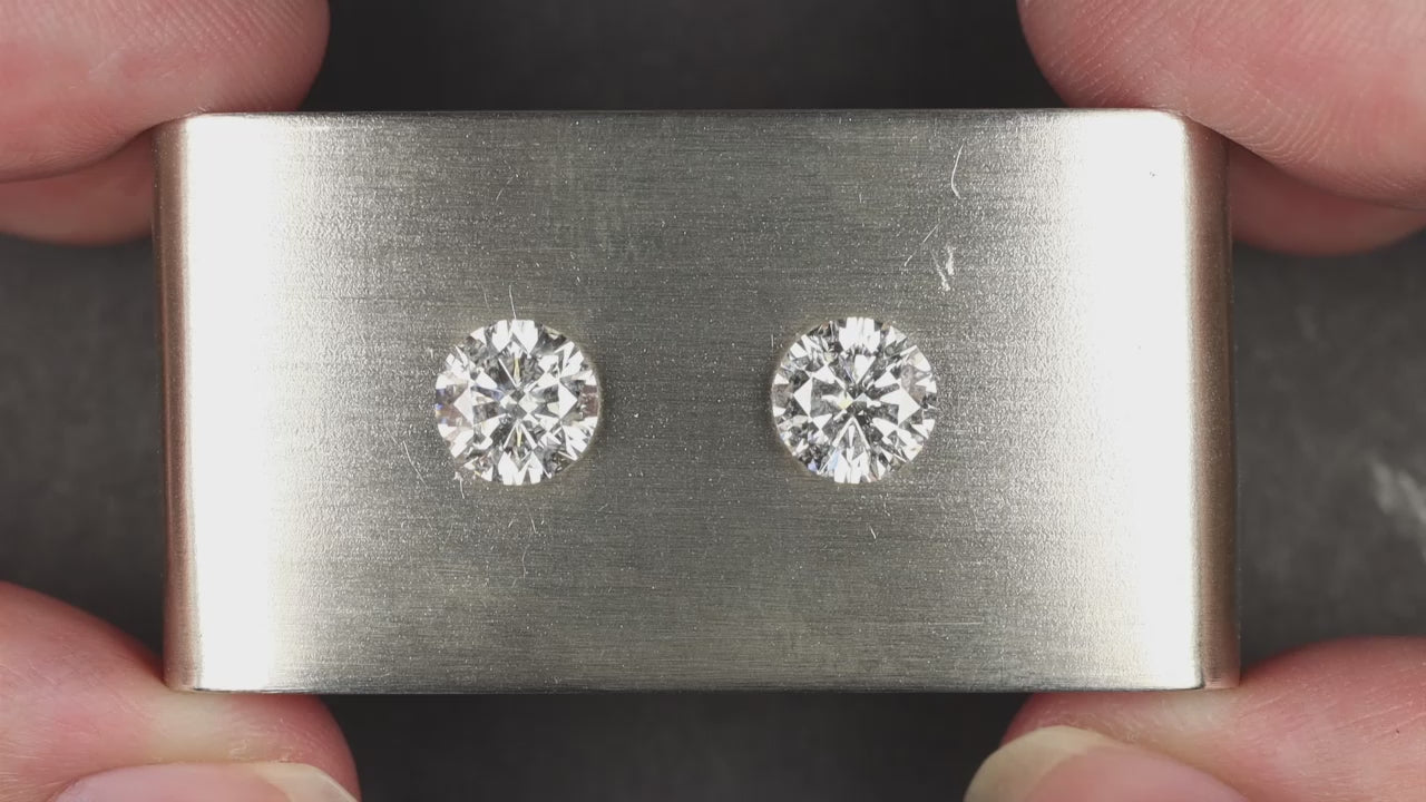 2.72ct DIAMOND STUD EARRINGS VERY GOOD ROUND BRILLIANT CUT NATURAL MATCHING PAIR