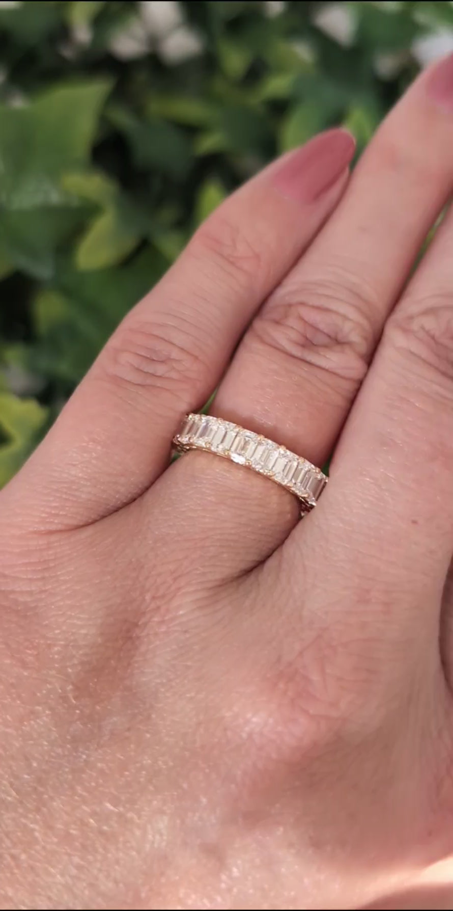 4.8ct EMERALD CUT LAB CREATED DIAMOND WEDDING BAND FULL ETERNITY RING BAGUETTE