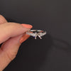 GRADUATED DIAMOND ENGAGEMENT RING SETTING 14k WHITE GOLD 6.5mm ROUND SEMI MOUNT