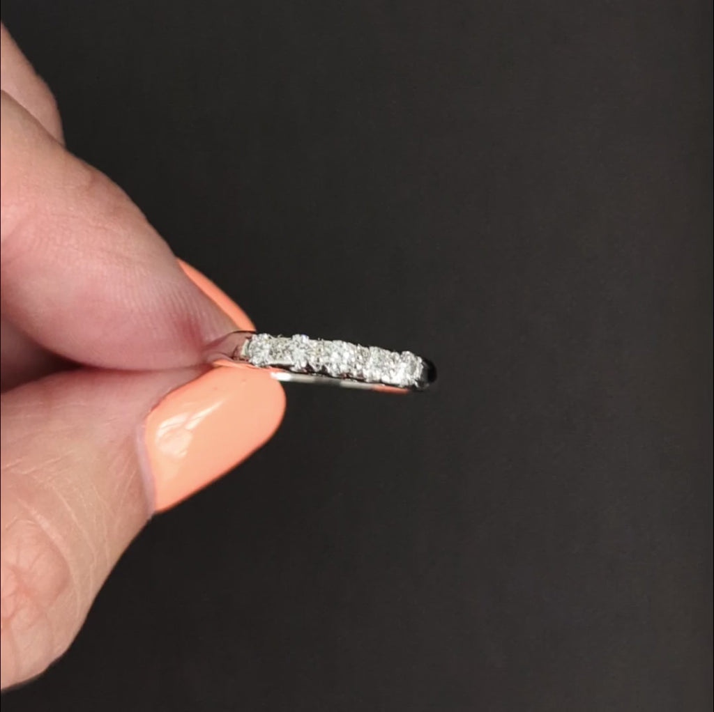VINTAGE DIAMOND PLATINUM WEDDING RING STACKING BAND 1/4ct F VS NATURAL ROUND CUT
