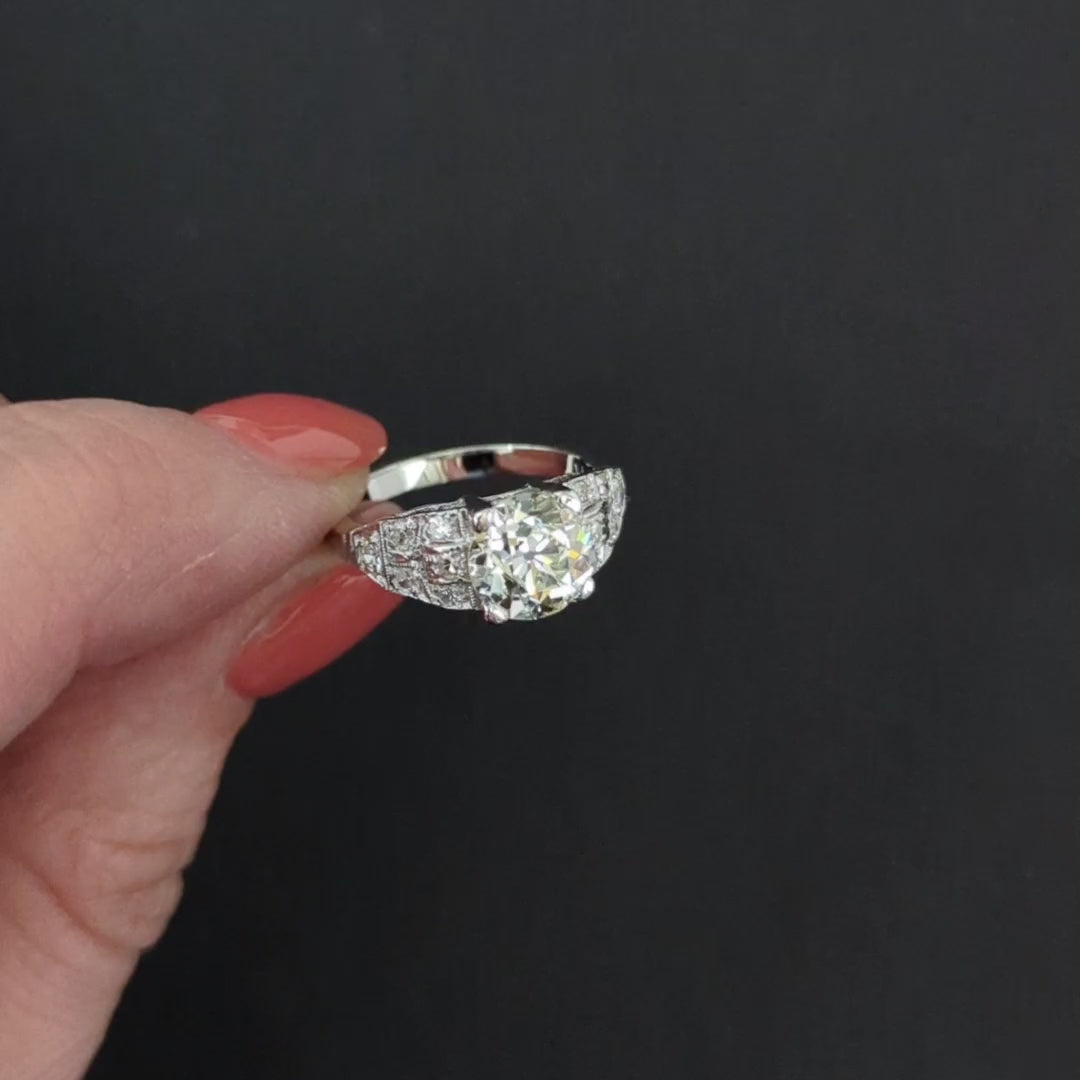 2.12ct VINTAGE DIAMOND RING GIA CERTIFIED PLATINUM OLD EUROPEAN CUT ENGAGEMENT