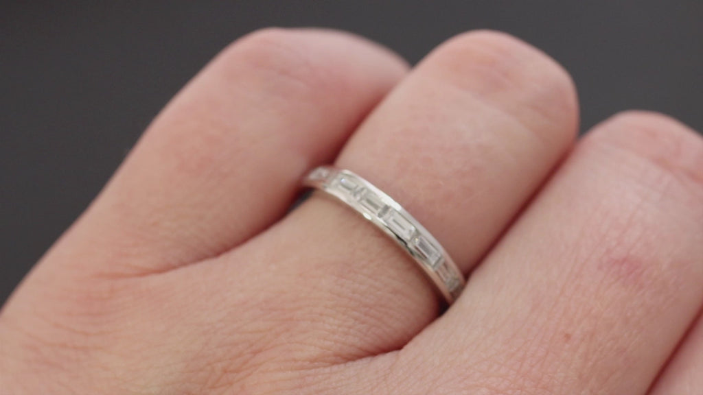 00.83ct E-F VS DIAMOND WEDDING BAND PLATINUM RING BAGUETTE CHANNEL SET NATURAL