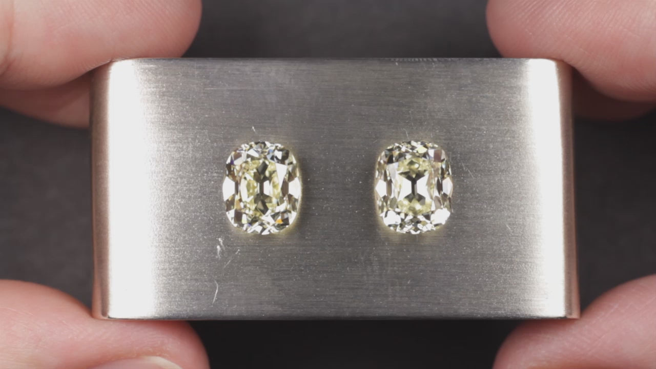 5.12ct OLD MINE CUT DIAMOND STUD EARRINGS GIA CERTIFIED S-T VVS2-SI1 CUSHION 5ct