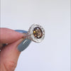 SMOKY QUARTZ STERLING SILVER RING VINTAGE STYLE OVAL GEMSTONE FILIGREE SOLITAIRE