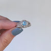 GARNET STERLING SILVER RING VINTAGE STYLE SOLITAIRE FILIGREE ROUND CUT ART DECO