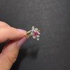 VINTAGE RUBY DIAMOND COCKTAIL RING 14k YELLOW WHITE GOLD BYPASS ESTATE JEWELRY