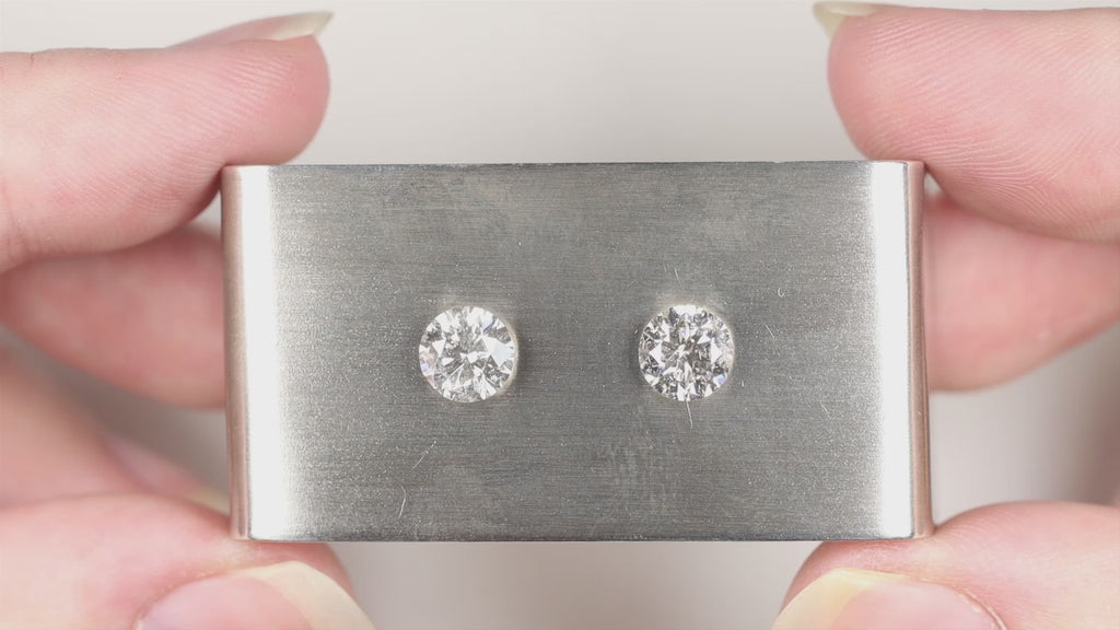 2.08ct VERY GOOD ROUND CUT DIAMOND STUD EARRING MATCHING PAIR NATURAL 2 CARAT