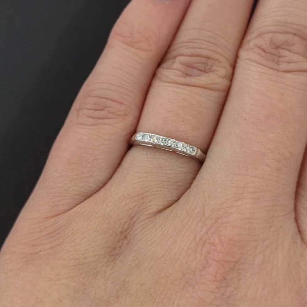 VINTAGE DIAMOND WEDDING RING STACKING BAND 14k WHITE GOLD NATURAL RETRO CLASSIC