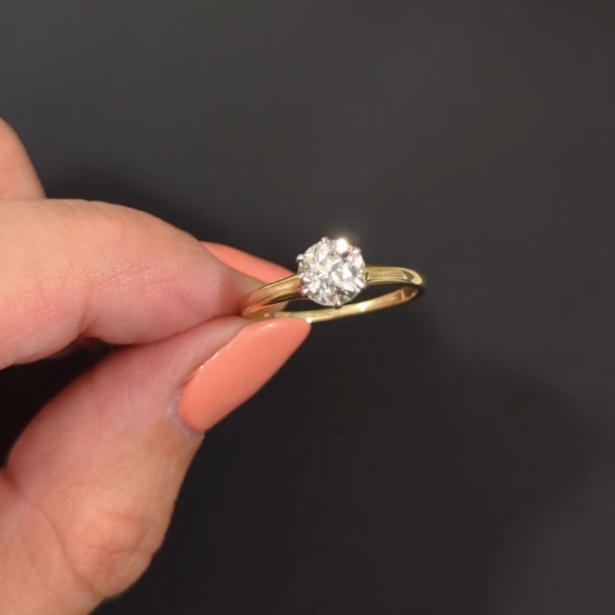 CARAT VINTAGE DIAMOND SOLITAIRE ENGAGEMENT RING CERTIFIED G-H