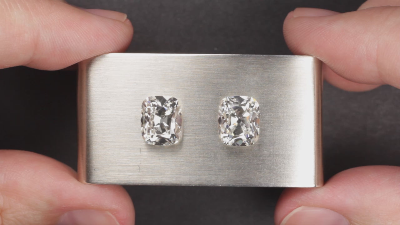 6.16ct OLD MINE CUT LAB CREATED DIAMOND STUD EARRINGS CERTIFIED F VS2 PAIR 6ct