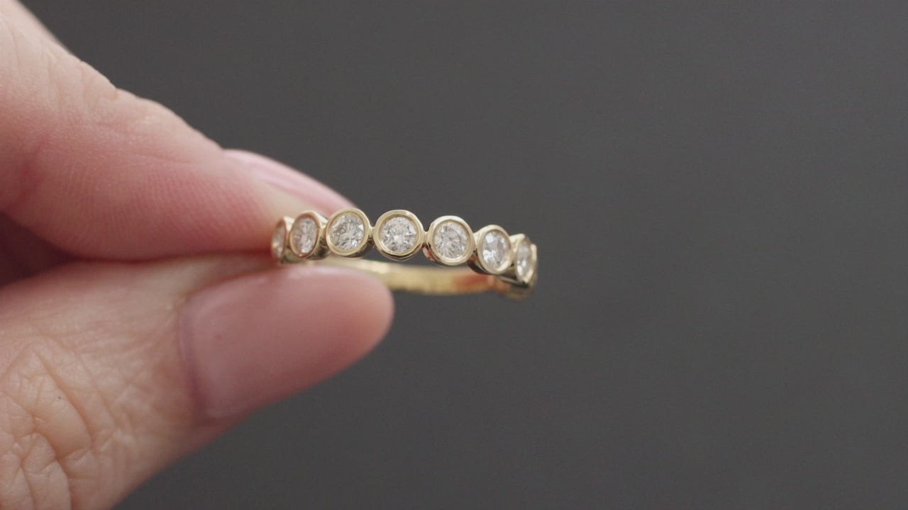3/4ct NATURAL DIAMOND WEDDING RING PLATINUM BAND BEZEL HALF ETERNITY 