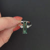 TOURMALINE DIAMOND COCKTAIL RING TEAL LONG EMERALD CUT 14k WHITE GOLD BLUE GREEN