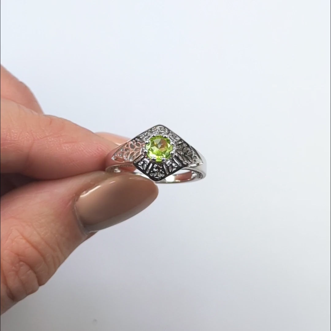SWISS BLUE TOPAZ STERLING SILVER RING VINTAGE STYLE FILIGREE GEMSTONE ART DECO
