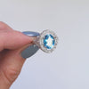 AQUAMARINE STERLING SILVER RING VINTAGE STYLE OVAL GEMSTONE FILIGREE SOLITAIRE