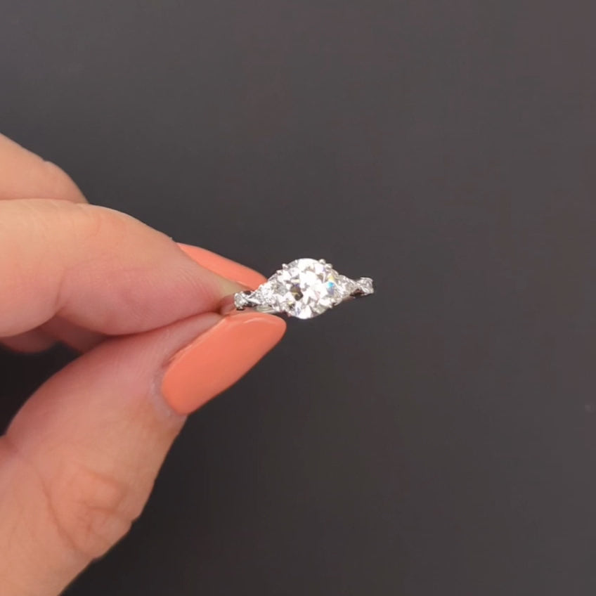 1ct OLD EUROPEAN CUT DIAMOND ENGAGEMENT RING GIA CERTIFIED G VS PLATINUM VINTAGE