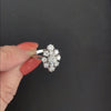 VINTAGE DIAMOND CLUSTER RING NAVETTE COCKTAIL 14k WHITE GOLD NATURAL IDEAL CUT