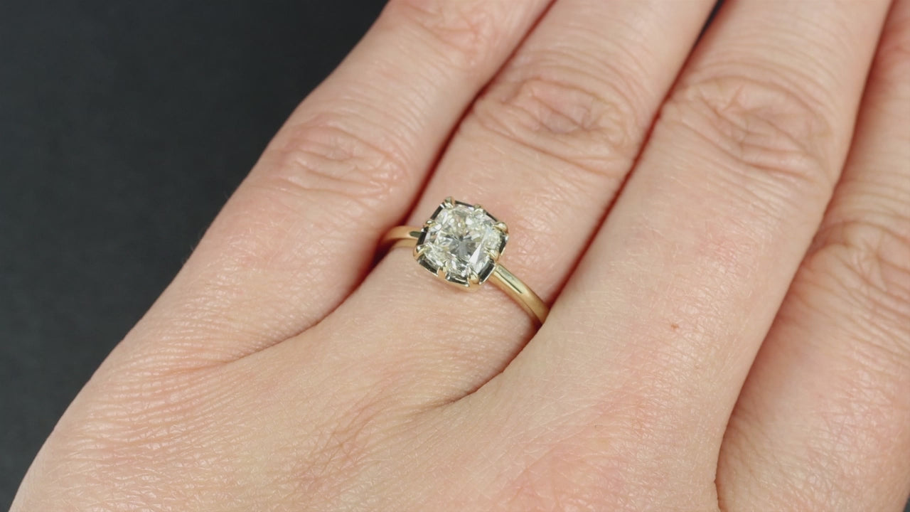 1.5ct DIAMOND ENGAGEMENT RING GIA CERTIFIED VINTAGE STYLE 14k COLLET SOLITAIRE