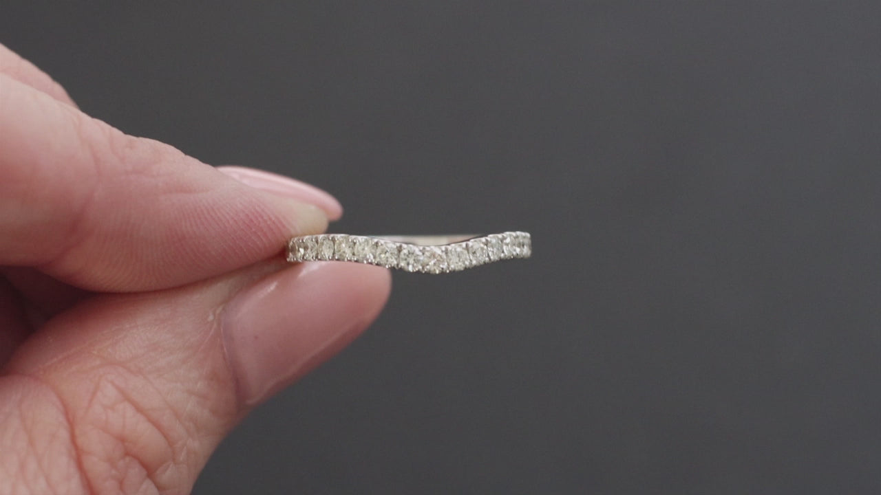 DIAMOND CONTOUR WEDDING RING NEIL LANE BAND NATURAL 14K WHITE GOLD CURVED ROUND
