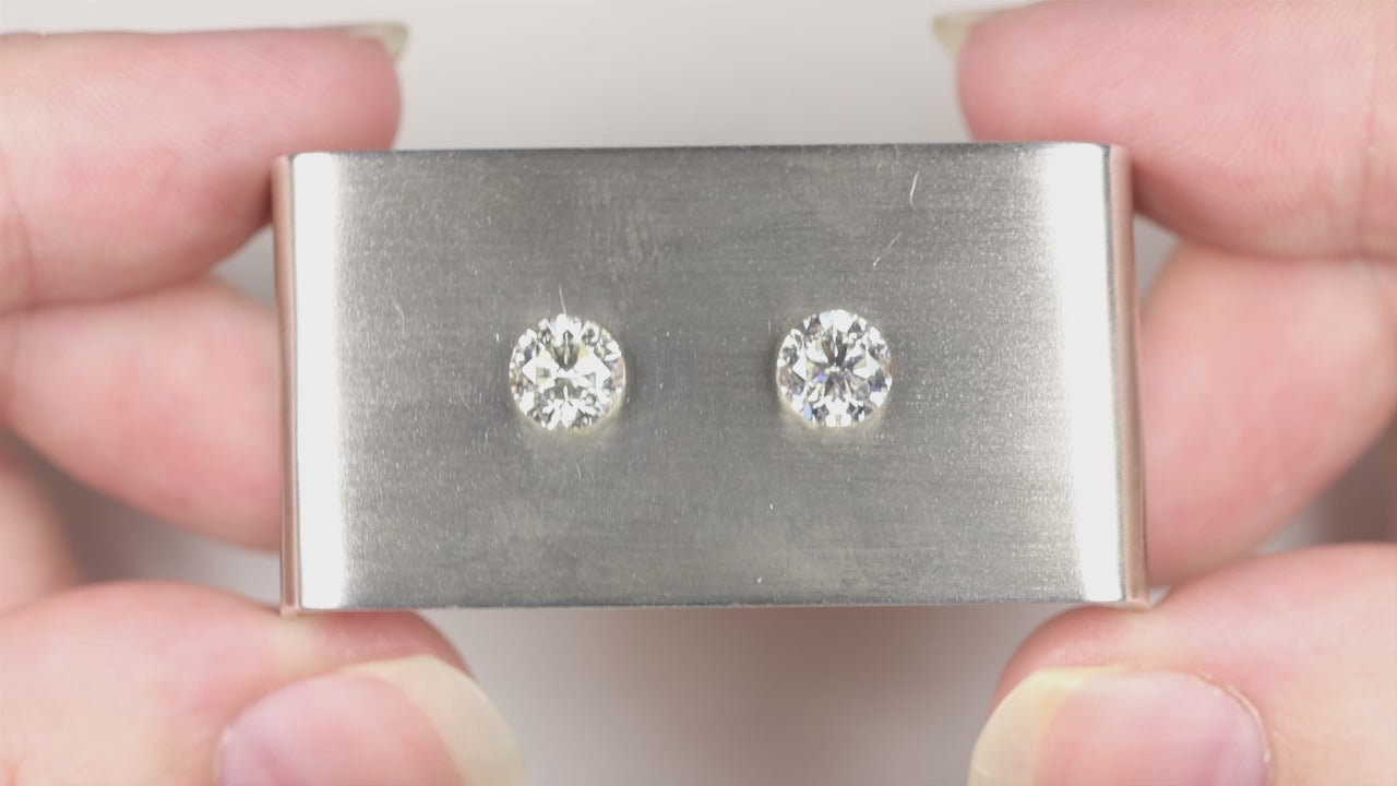 2ct VERY GOOD CUT NATURAL DIAMOND STUD EARRINGS J SI2 ROUND BRILLIANT CUT PAIR