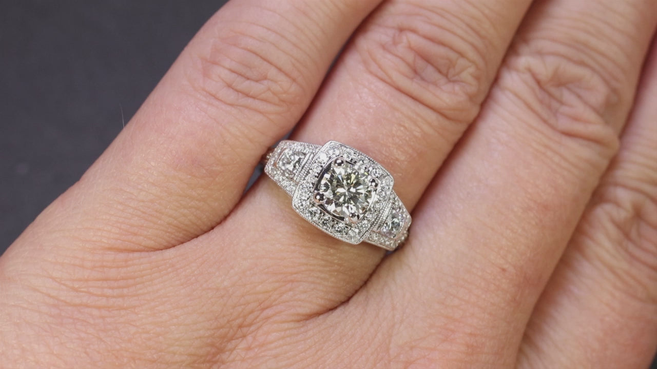 1.77ct GIA CERTIFIED K VVS1 DIAMOND ENGAGEMENT RING ROUND CUT HALO NATURAL