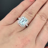 3ct AQUAMARINE DIAMOND COCKTAIL RING VINTAGE STYLE HALO 10k GOLD EMERALD CUT