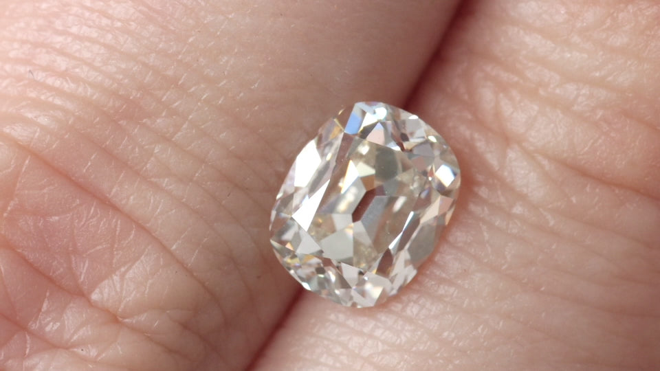 2.42ct OLD MINE CUT DIAMOND GIA CERTIFIED J SI2 ELONGATED CUSHION BRILLIANT