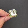 6ct VINTAGE AQUAMARINE TSAVORITE COCKTAIL RING RETRO 14k YELLOW GOLD EMERALD CUT