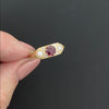 VINTAGE STYLE RUBY DIAMOND 3 STONE RING PLATINUM NATURAL ART DECO COCKTAIL