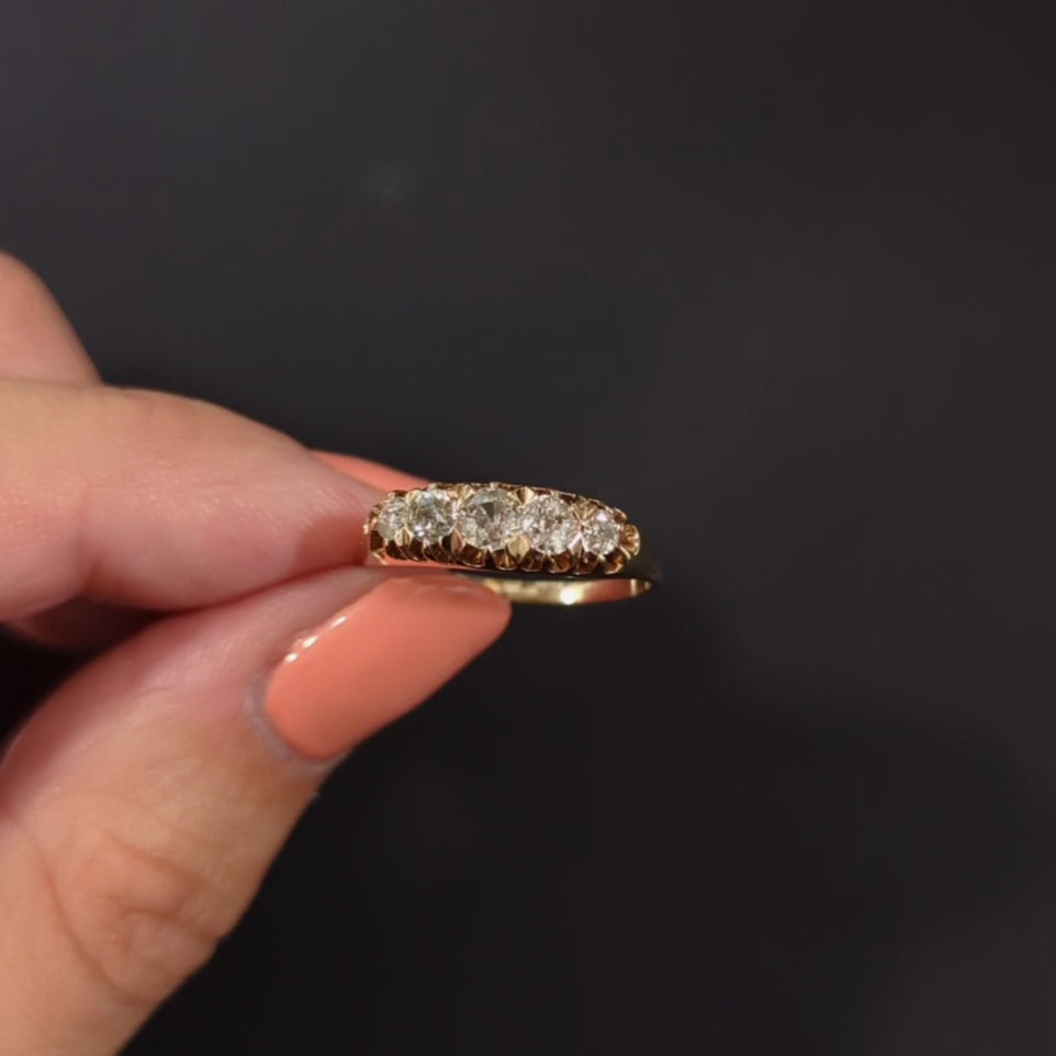 VICTORIAN ANTIQUE DIAMOND RING 0.70ct OLD MINE CUT WEDDING BAND 14k ROSE GOLD