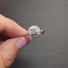 VINTAGE DIAMOND COCKTAIL RING OLD CUT HALO 14k WHITE GOLD ENGAGEMENT NATURAL