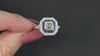 GIA CERTIFIED 1.20ct ASSCHER CUT DIAMOND RING BLUE SAPPHIRE HALO VINTAGE STYLE