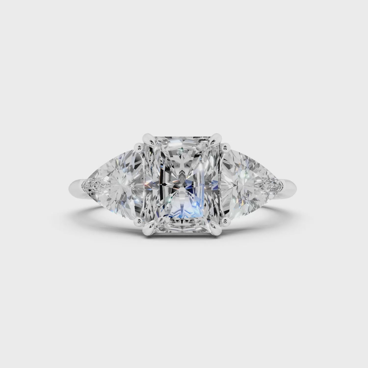 2.82ct DIAMOND ENGAGEMENT RING GIA CERTIFIED PLATINUM 3 STONE RADIANT TRILLION