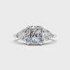 2.82ct DIAMOND ENGAGEMENT RING GIA CERTIFIED PLATINUM 3 STONE RADIANT TRILLION