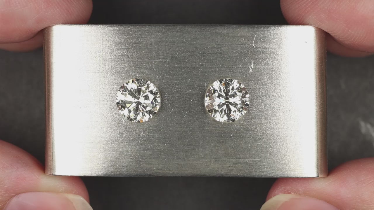 3.07ct DIAMOND STUD EARRINGS I SI VERY GOOD ROUND CUT NATURAL MATCHING PAIR 3ct