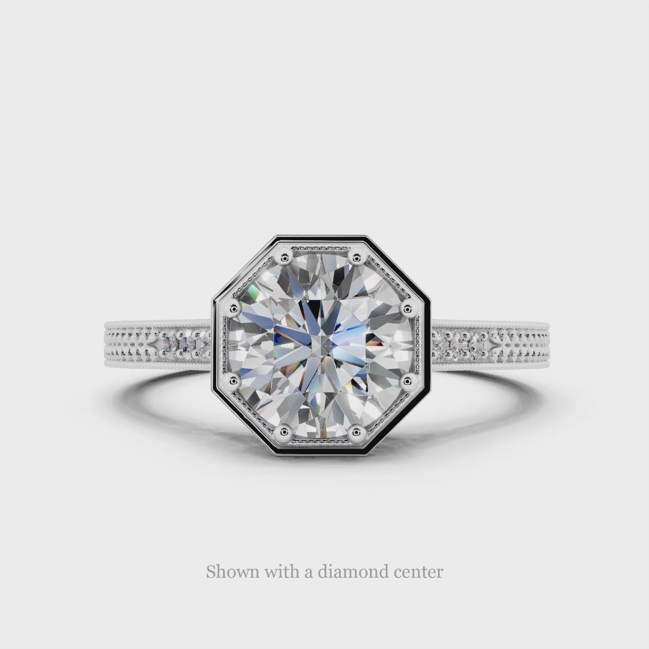 VINTAGE STYLE ROUND SEMI MOUNT FILIGREE 7.5MM 8MM SOLITAIRE SETTING RING CLASSIC