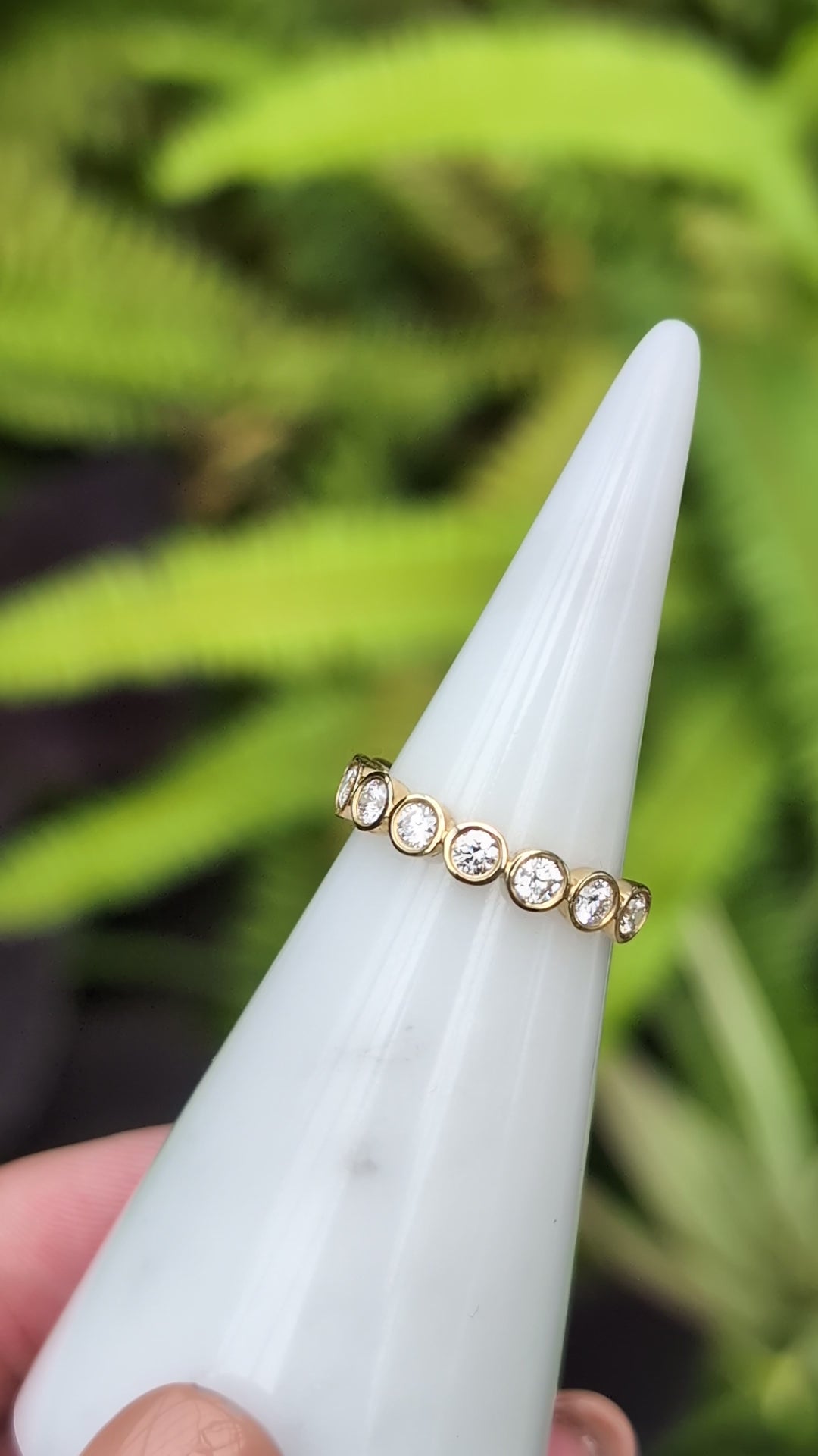 3/4ct NATURAL DIAMOND WEDDING RING 14k YELLOW GOLD BAND BEZEL HALF ETERNITY 