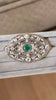 ART DECO EMERALD DIAMOND PIN PENDANT OLD CUT PLATINUM VINTAGE FILIGREE NECKLACE