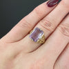 VINTAGE AMETHYST FILIGREE RING 14K YELLOW GOLD SOLITAIRE ART DECO PURPLE ESTATE