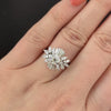 1.5ct VINTAGE DIAMOND COCKTAIL RING OLD EUROPEAN CUT BALLERINA 14k WHITE GOLD
