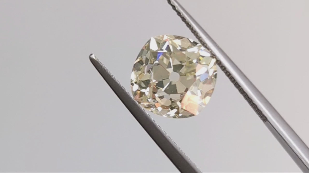 4.17ct GIA CERTIFIED O-P SI1 OLD MINE CUT DIAMOND LOOSE NATURAL ANTIQUE CUSHION