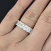 4.30ct CRISS CUT LAB CREATED DIAMOND RING 8 STONE BAND PLATINUM ASHOKA