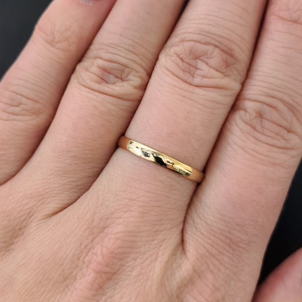 CLASSIC 14k YELLOW GOLD WEDDING BAND RING SIMPLE STACKING THIN DAINTY PLAIN