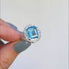 AMETHYST STERLING SILVER RING VINTAGE STYLE FILIGREE ART DECO EMERALD CUT PURPLE